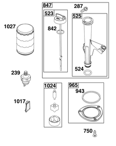 Lubrication Group Diagram and Parts List for 40R677-0007-B5 400000 - 699999 Briggs and Stratton Engine